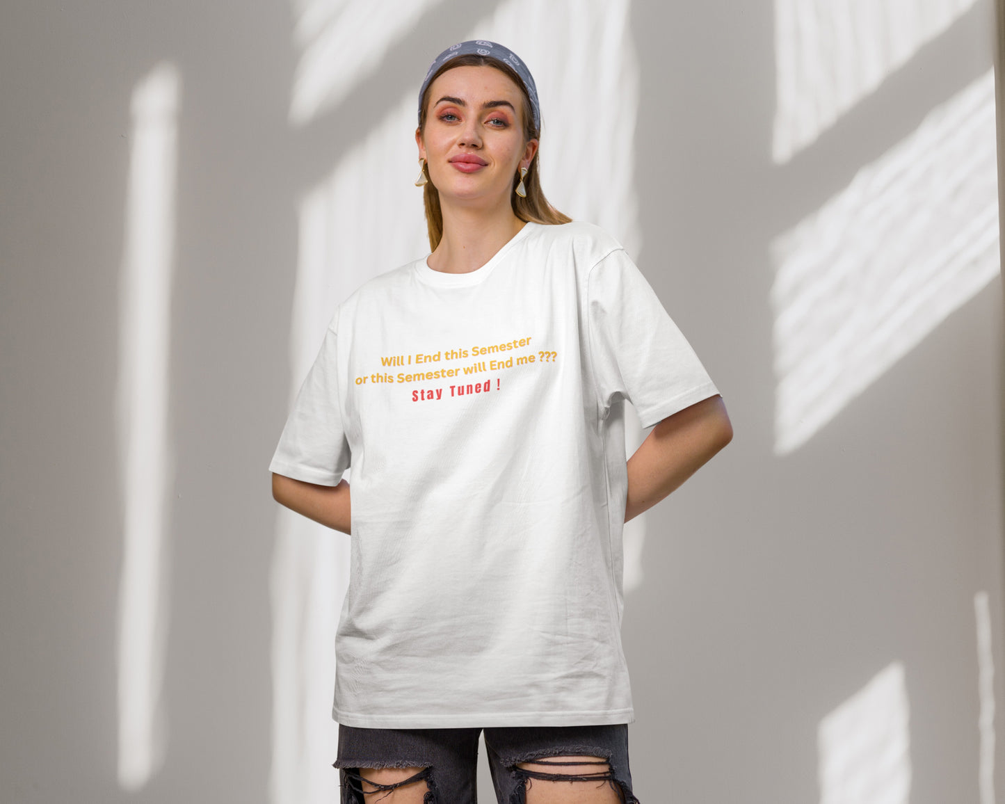 Semester Pain College Oversized Tshirt, White color