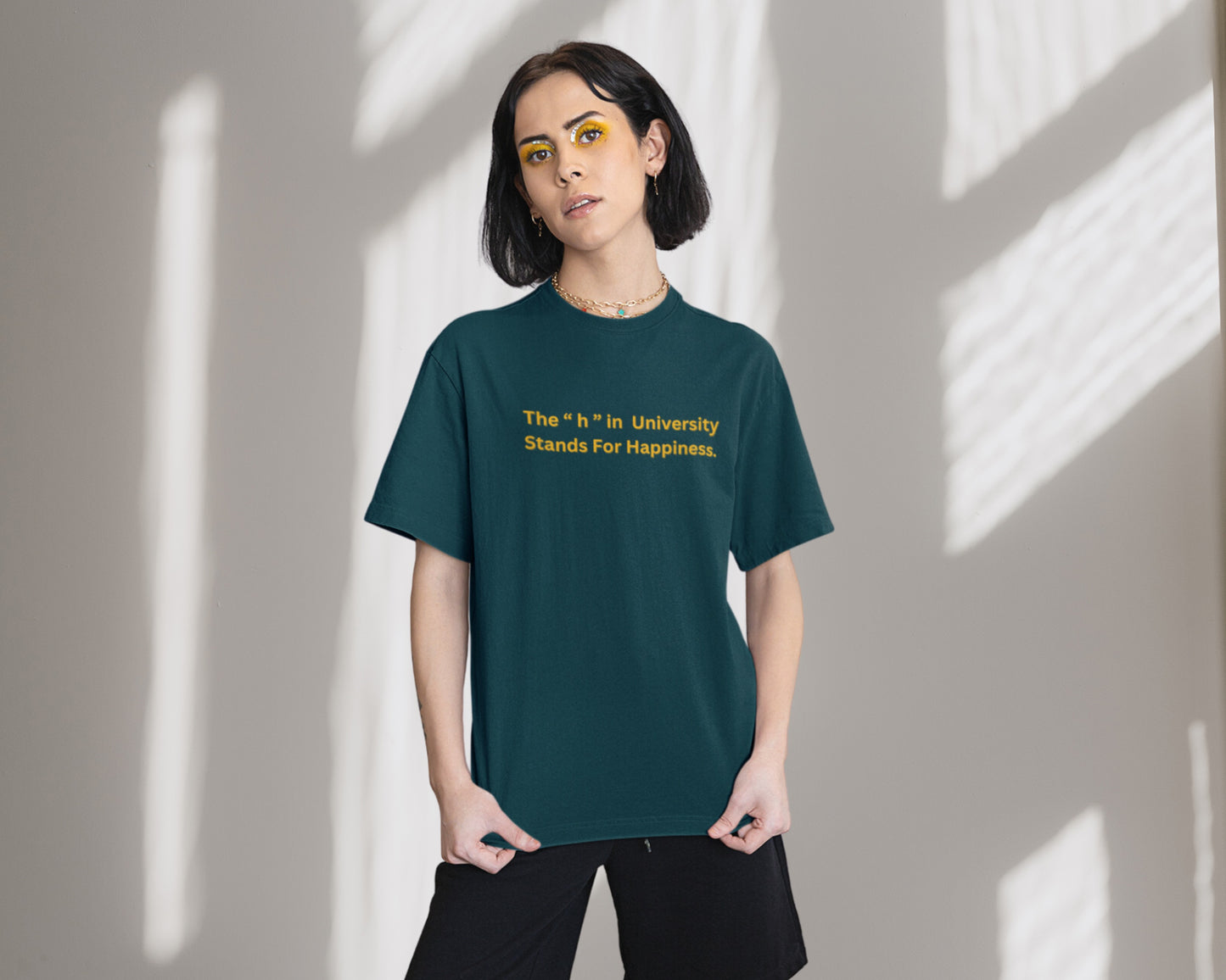 University's Happiness College Oversized Tshirt, Bottle Green color