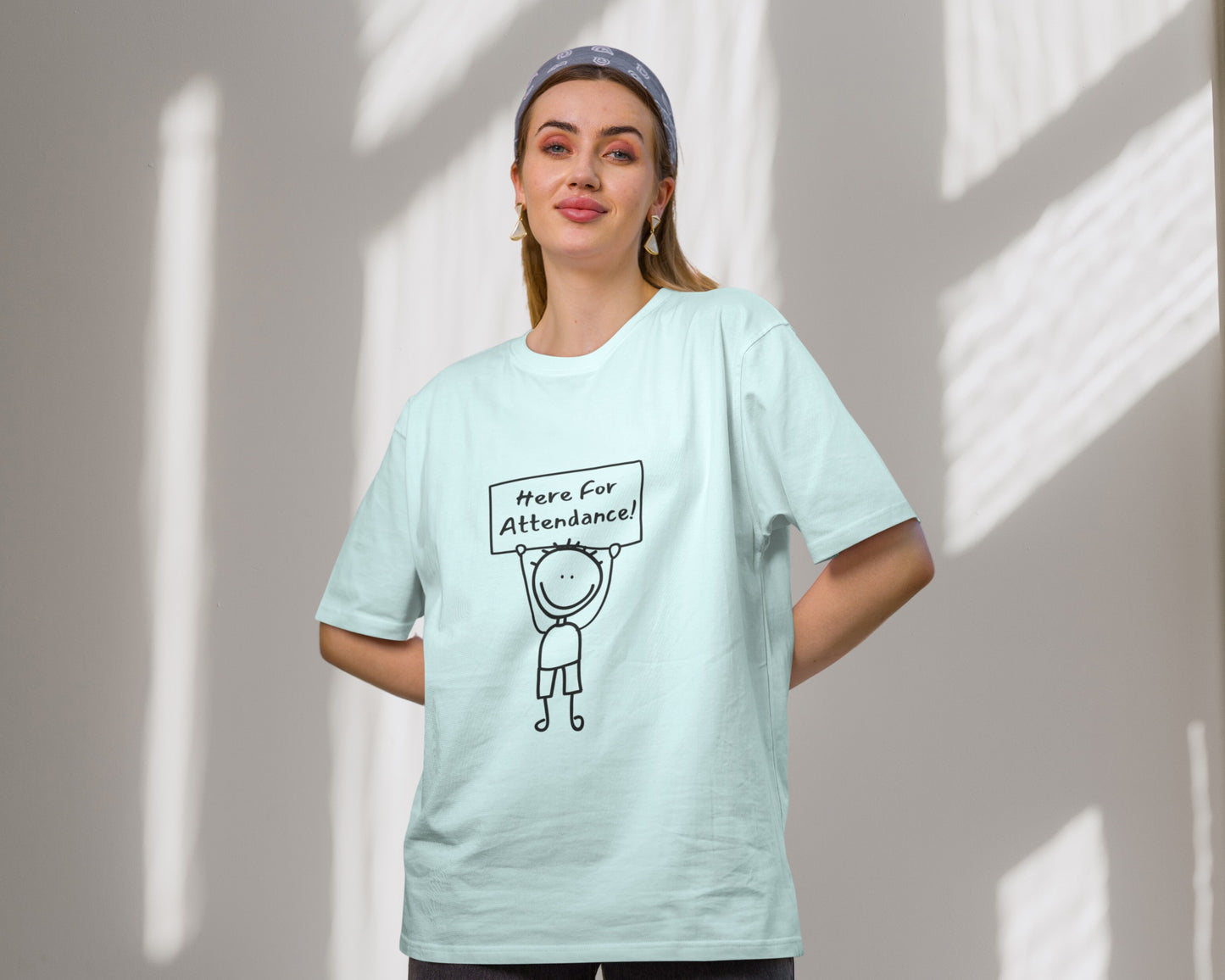 Here for Attendance College Oversized T-shirt, Mint color