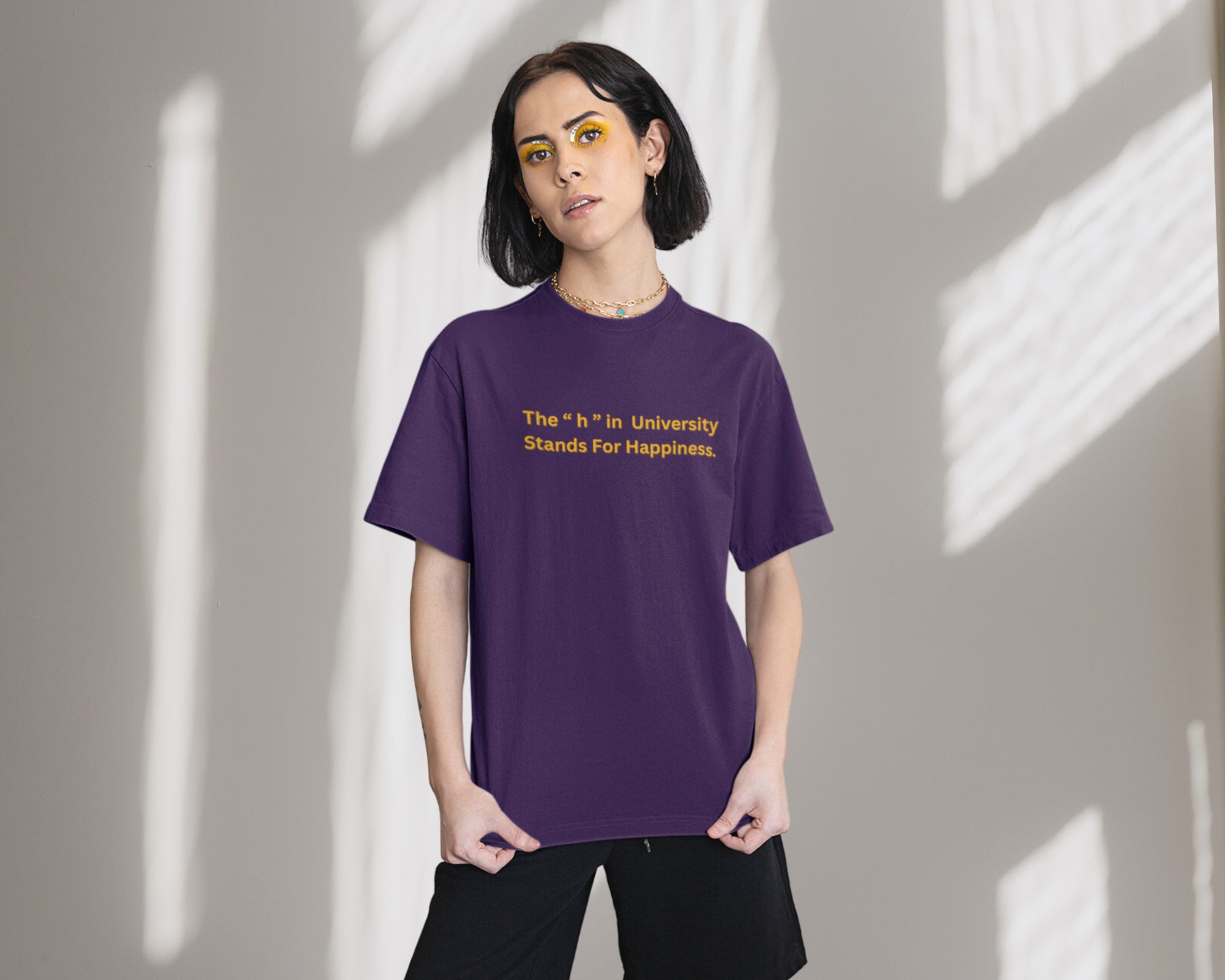 University's Happiness College Oversized Tshirt, Purple color